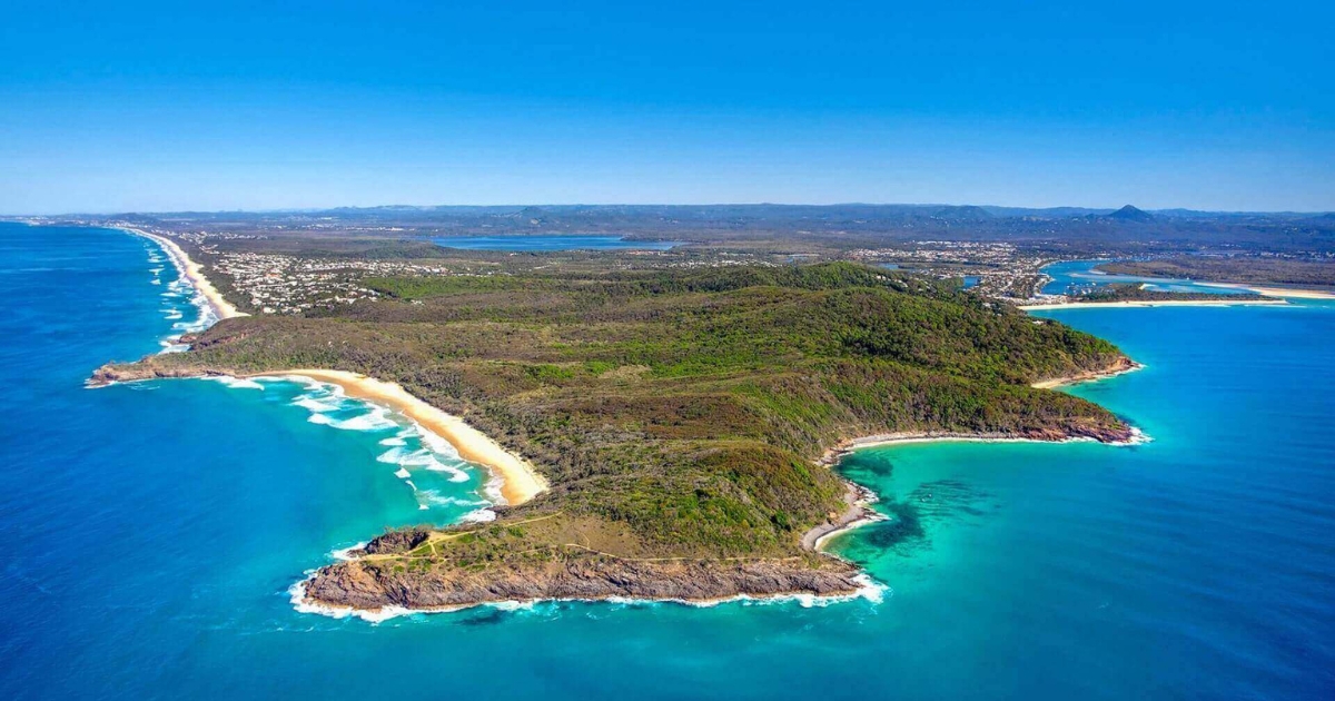 aerial shot of sunshine beach